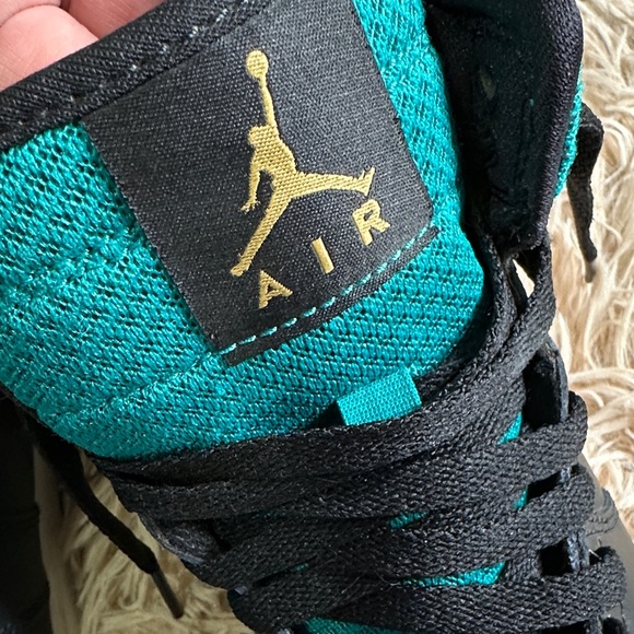 Air Jordan Black and Teal High-Top Sneakers - Picture 7 of 16